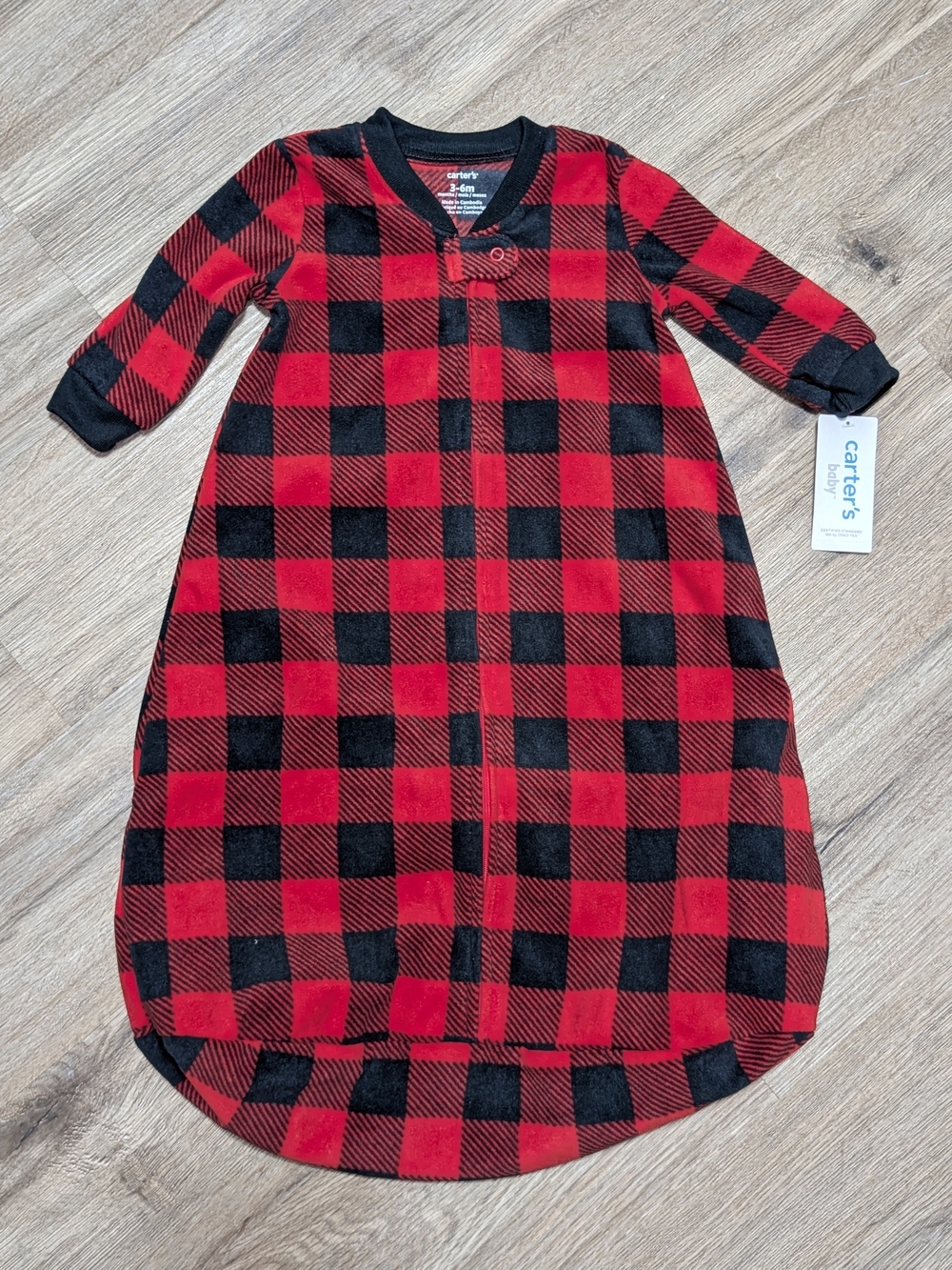 carter's Red & Black Buffalo Plaid Baby Infant Sleep Sack Pajamas 3-6M